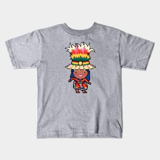 Cute Bolivian Carnival Woman in Traditional Clothing Cartoon Kids T-Shirt